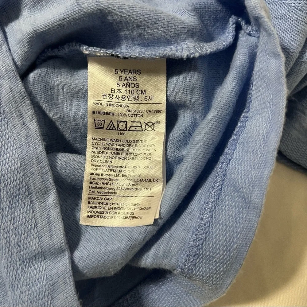 Baby Gap Boys Size 5 Years Short Sleeve Light Blue Henley Shirt Buttons Casual